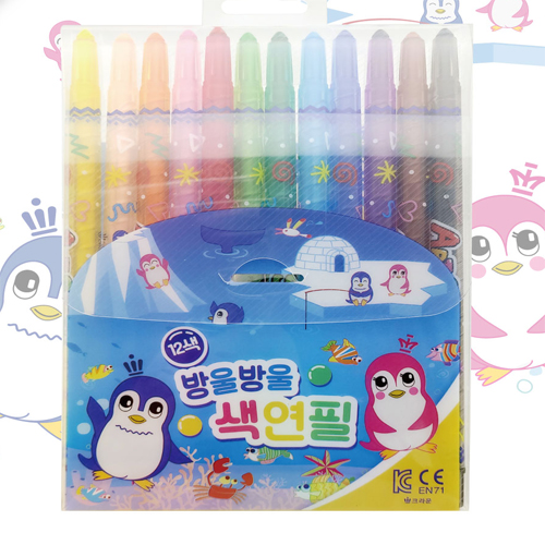 크라운 12색 방울방울 색연필